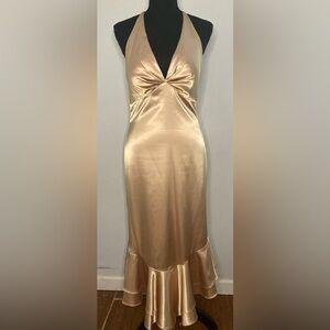 Glam Vintage Gold V neck Gown